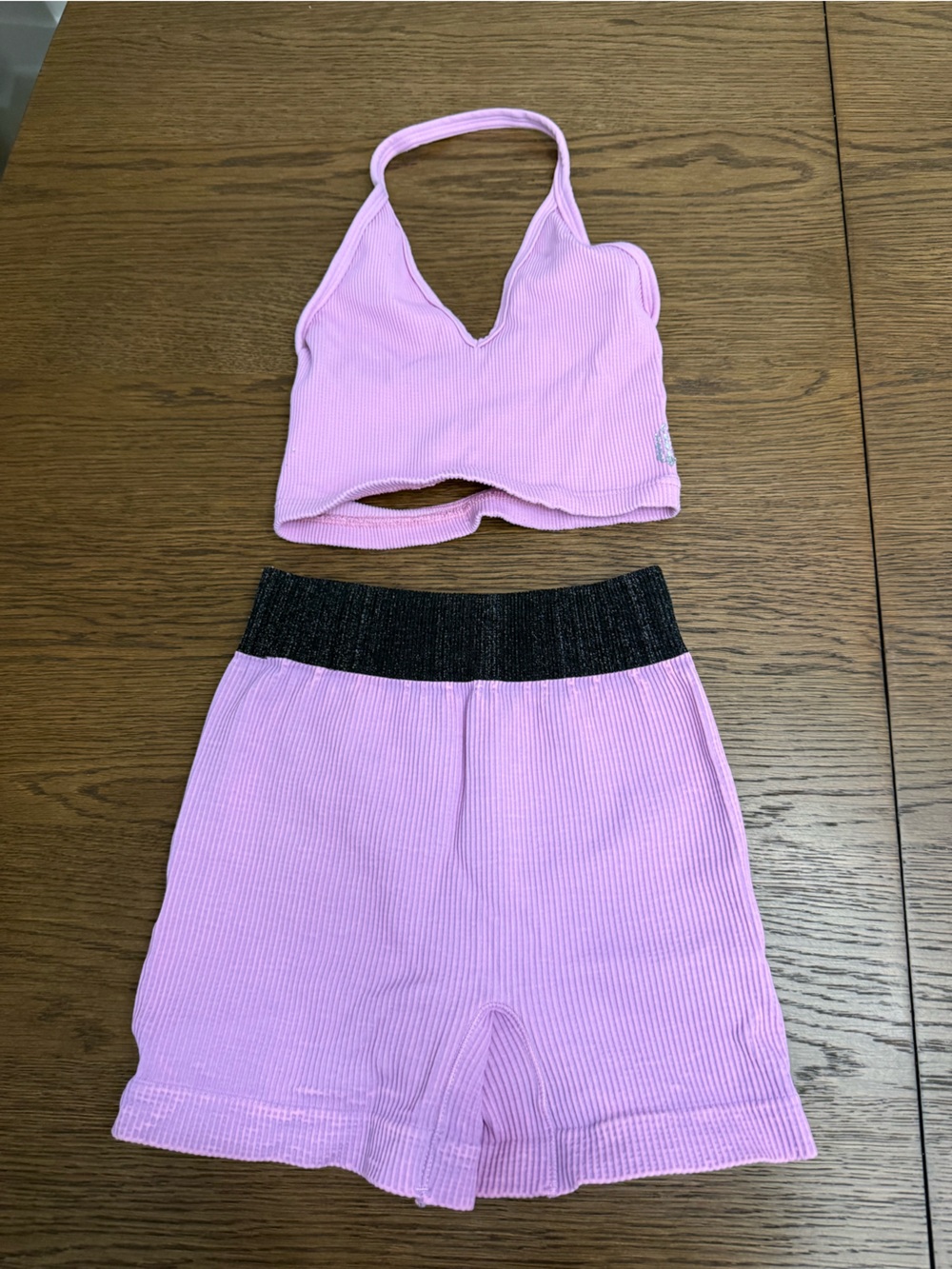 FP Movement Ribbed Halter Crop Top & Biker Short Set